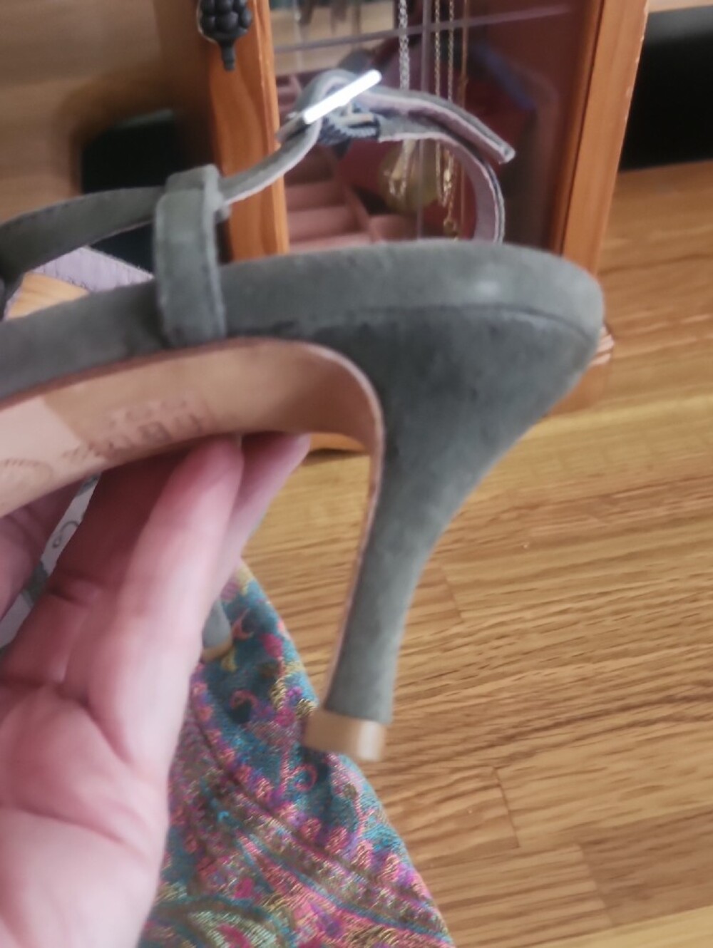 Boden Gray Ruffle Strap Heels - Picture 6 of 9